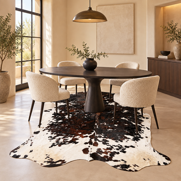 oversized cowhide rug for dining room
