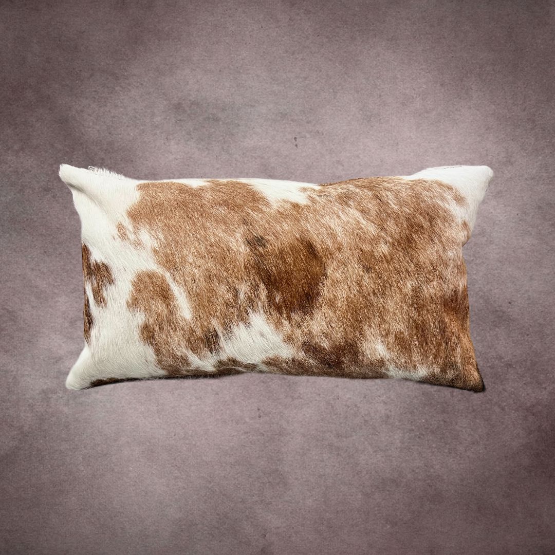 Artisanal Brown and White Cowhide Pillow Cover - PL027 - Rodeo Cowhide Rugs