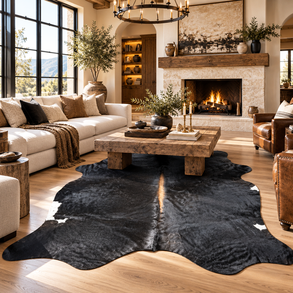 cowhide rug for modern home floor decor