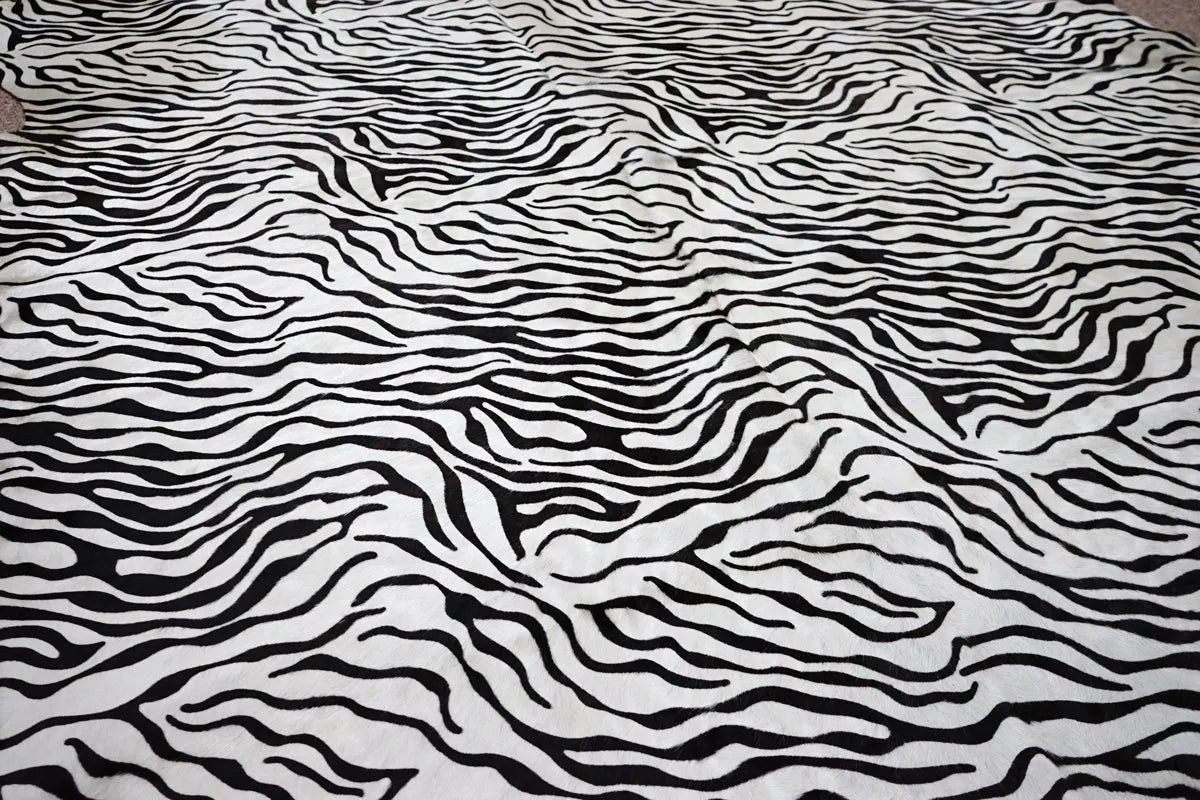 Baby zebra printed on cow skin brazilian Cowhide rug 7x5.6 ft - 3928