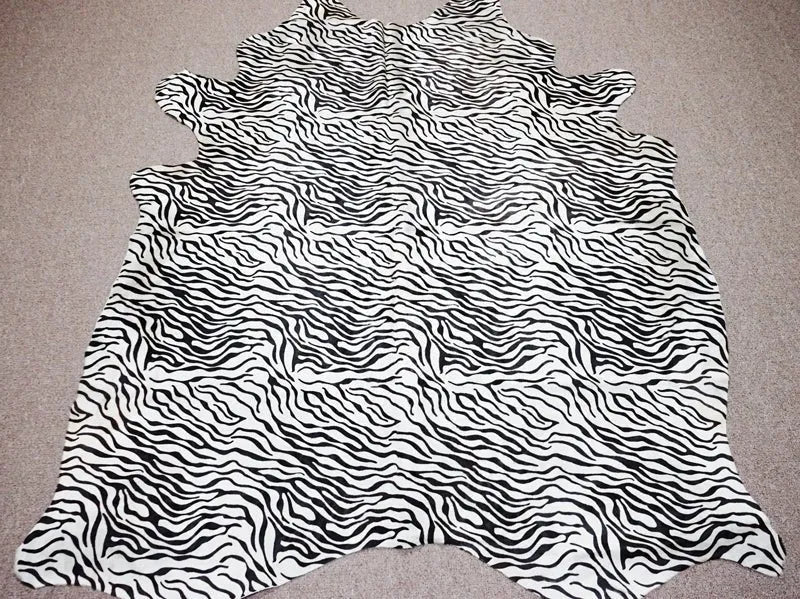 Baby zebra printed on cow skin brazilian Cowhide rug 7x5.6 ft - 3928