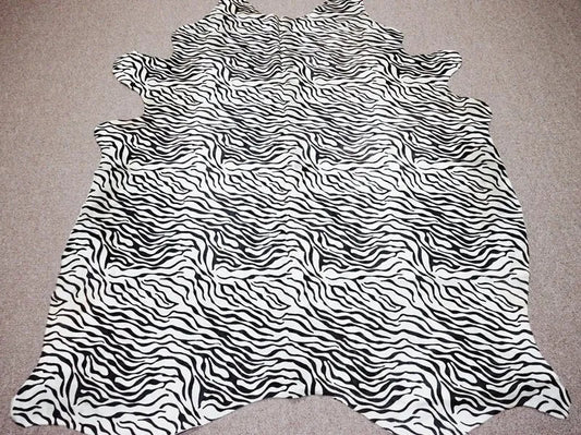 Baby zebra printed on cow skin brazilian Cowhide rug 7x5.6 ft - 3928