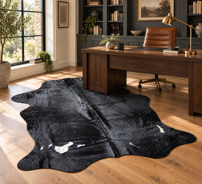 cowhide rug for home office