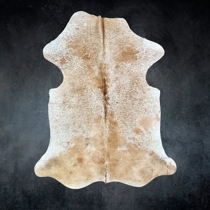 Beige and White Cowhide Rug Size 5.7x 7 ft - 5296J