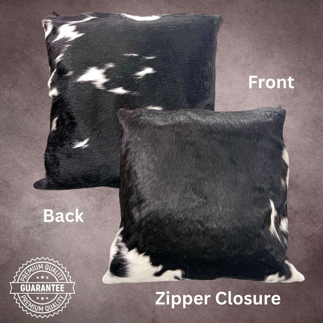 Black and White Cowhide Pillow Cover - PL088 - Rodeo Cowhide Rugs