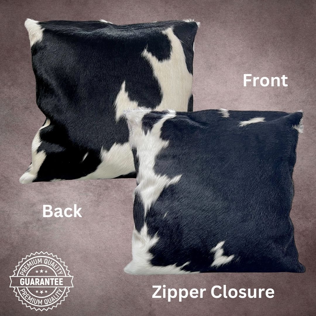 Black and White Cowhide Pillow Cover - PL090 - Rodeo Cowhide Rugs