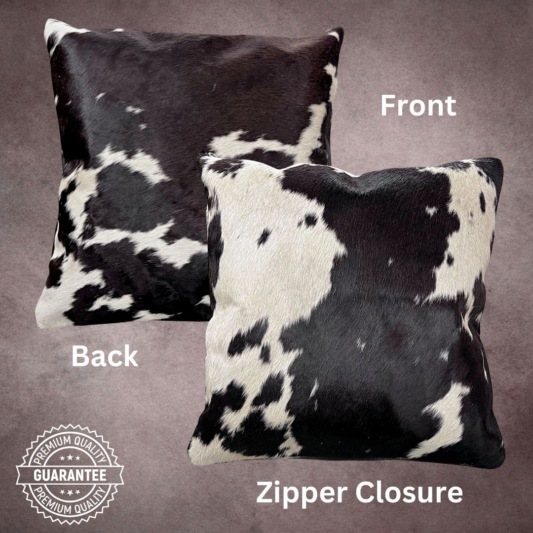 Black and White Cowhide Pillow Cover - PL094 - Rodeo Cowhide Rugs