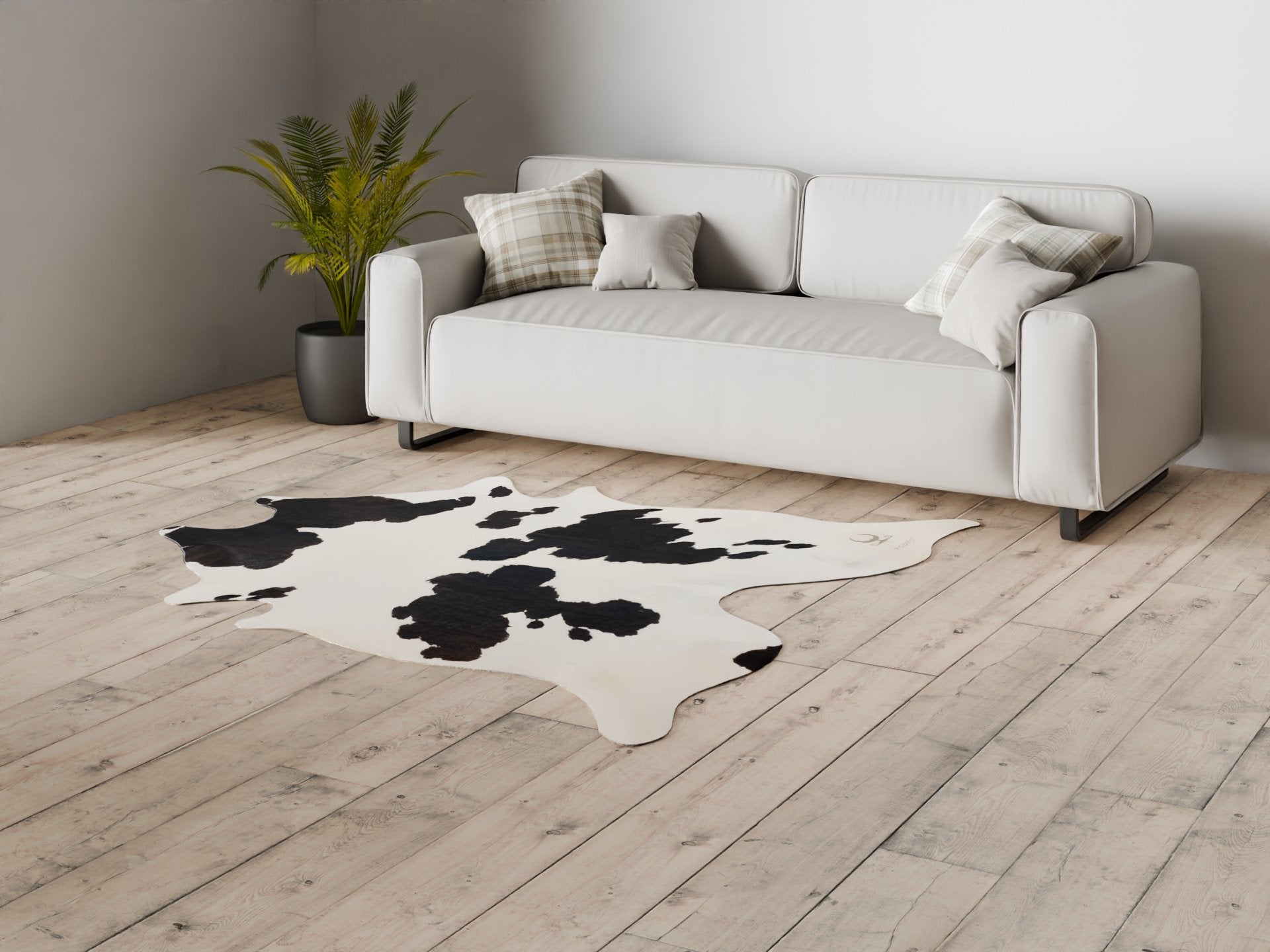 Black and White Cowhide Rug Size 6.6x6 ft---4673 - Rodeo Cowhide Rugs