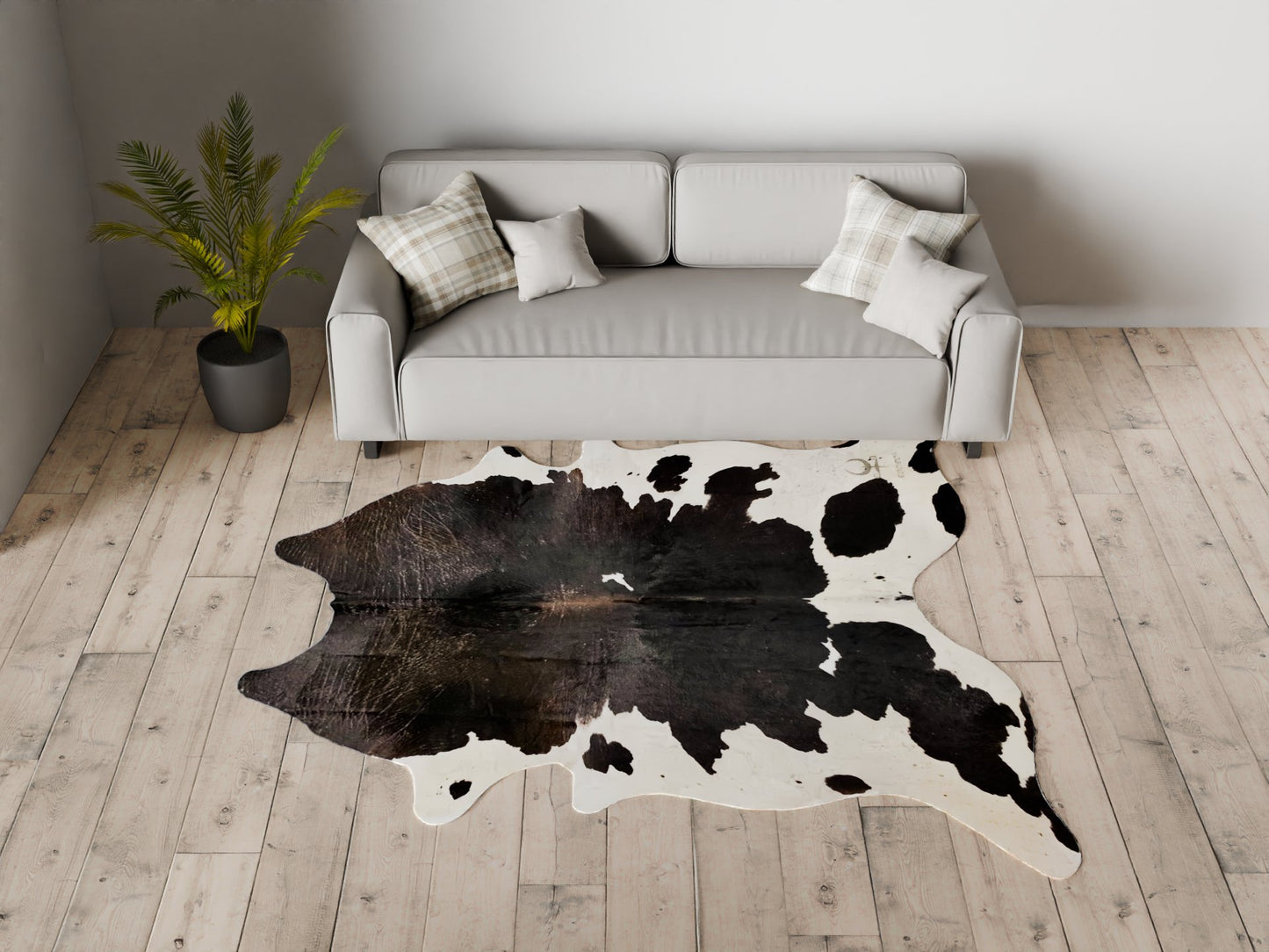 Black and White Cowhide Rug Size 6.6x8 ft---4666 - Rodeo Cowhide Rugs