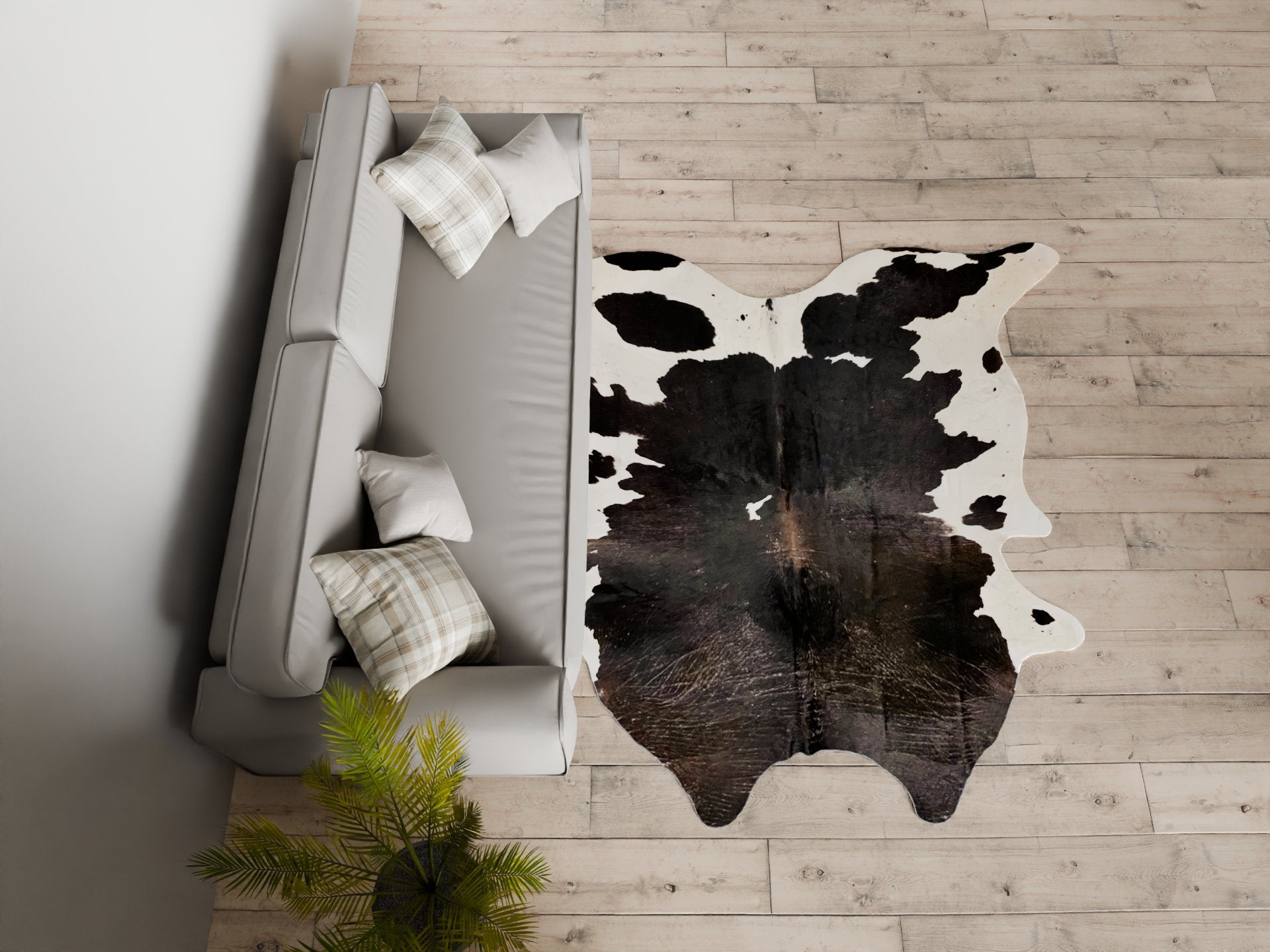 Black and White Cowhide Rug Size 6.6x8 ft---4666 - Rodeo Cowhide Rugs