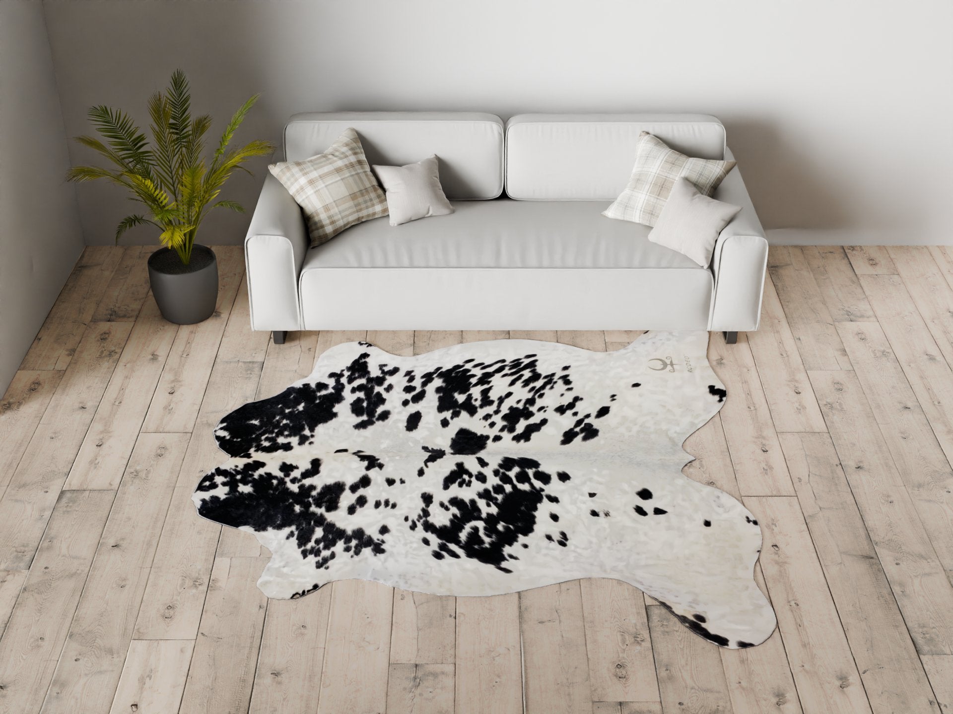 Black and White Cowhide Rug Size 7x7.8 ft---4667 - Rodeo Cowhide Rugs
