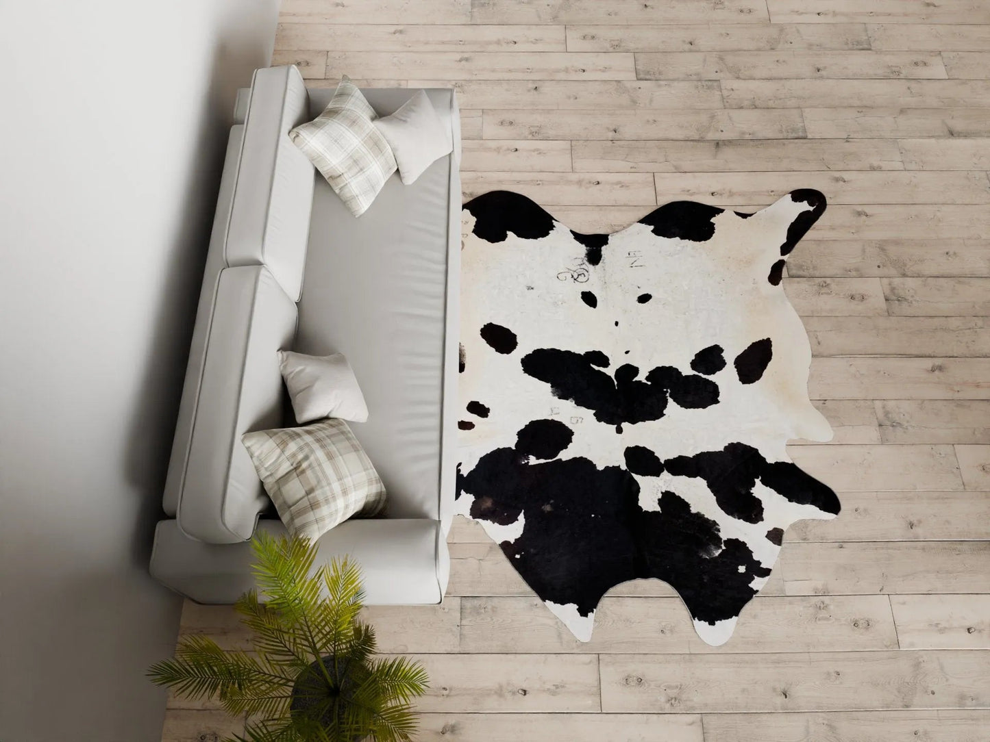 Black and White Cowhide Rug Size 7x8 ft - 4672