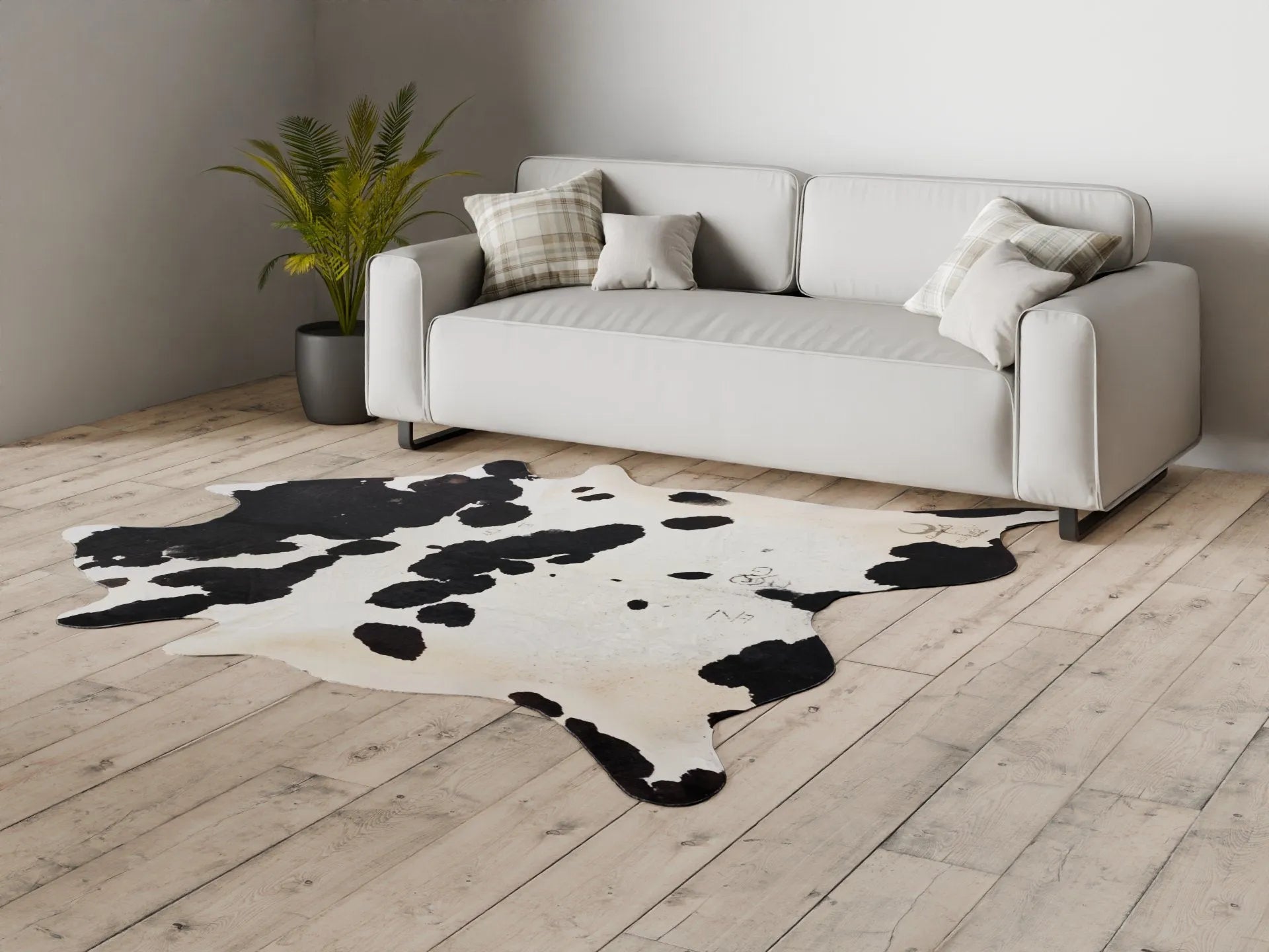 Black and White Cowhide Rug Size 7x8 ft - 4672