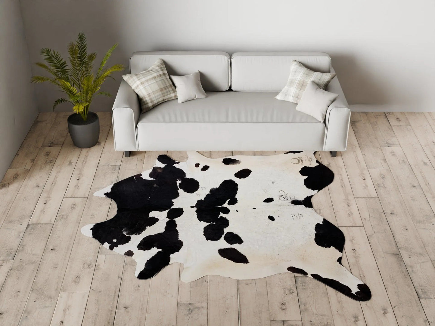 Black and White Cowhide Rug Size 7x8 ft - 4672