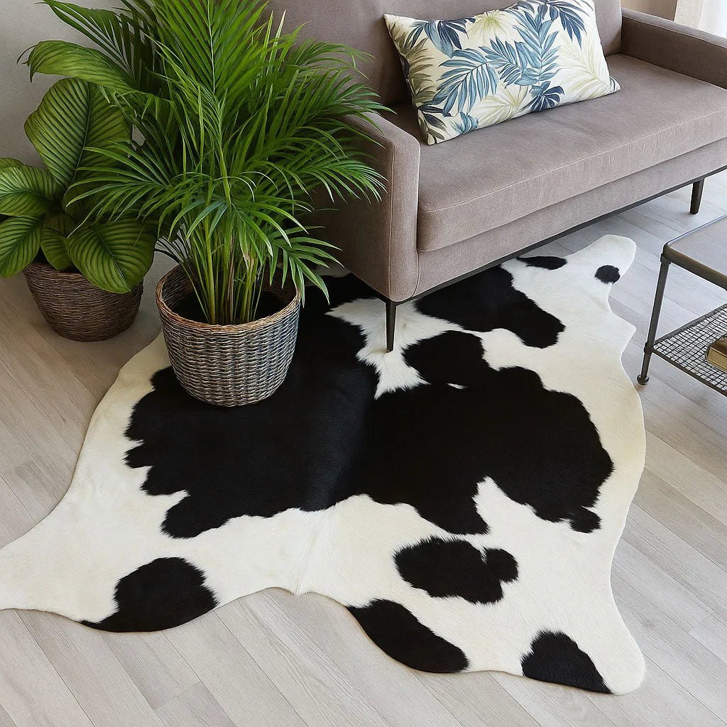 Black And White Cowhide Rug Large 221 X 212 Cm - Bagé Home Black And White Cowhide Rug Large 221 X 212 Cm - Bagé Home
