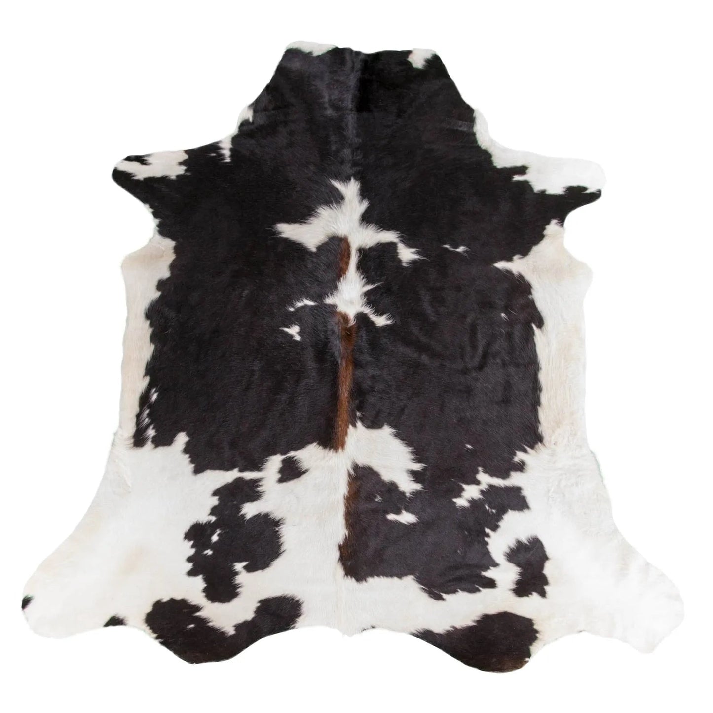 Black & White with Brown Shade Line Cowhide Rug