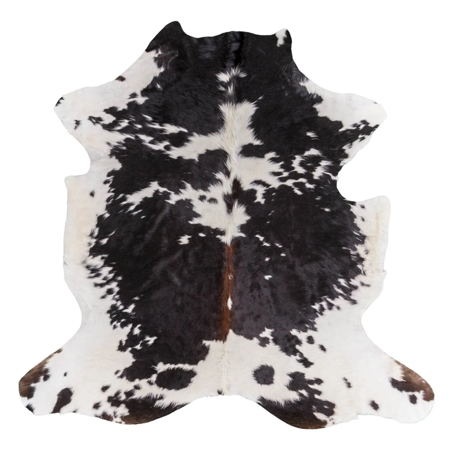 Black & White with Brown Shade Line Cowhide Rug