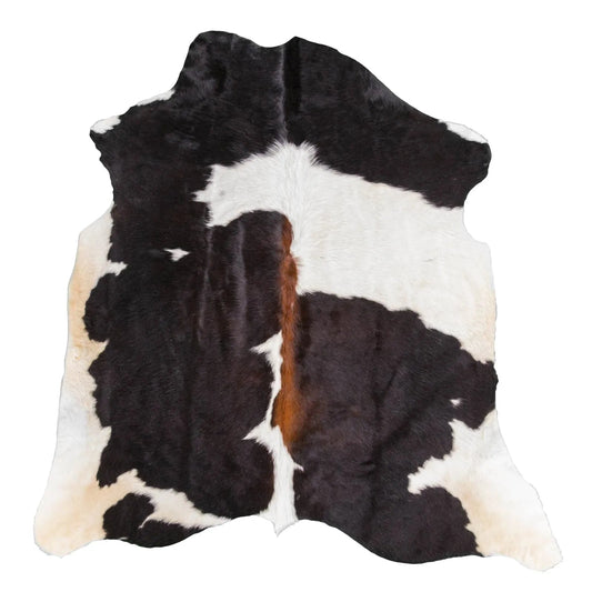 Black & White with Brown Shade Line Cowhide Rug