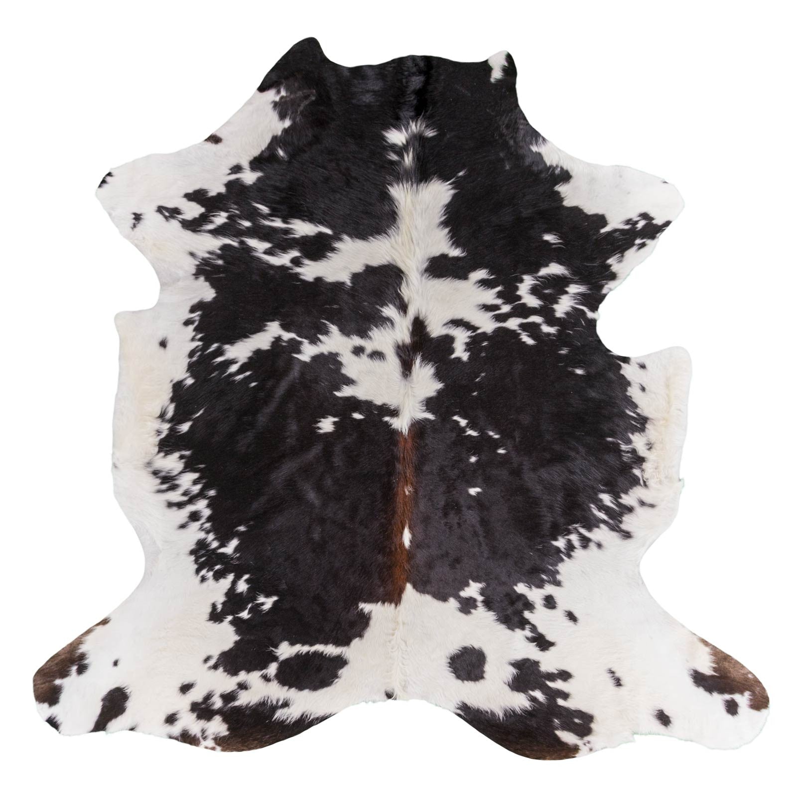 Black & White with Brown Shade Line Cowhide Rug - Rodeo Cowhide Rugs5x6