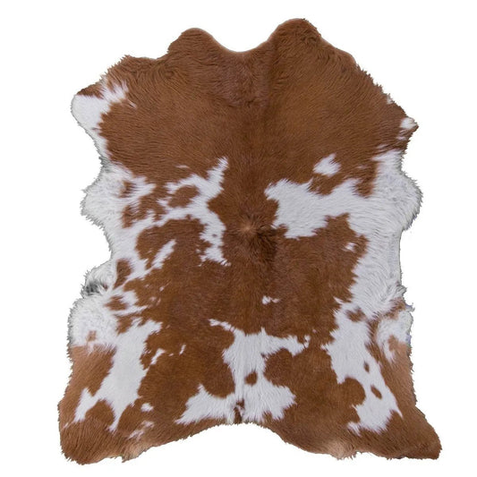 Brown and White Calf Skin Rug