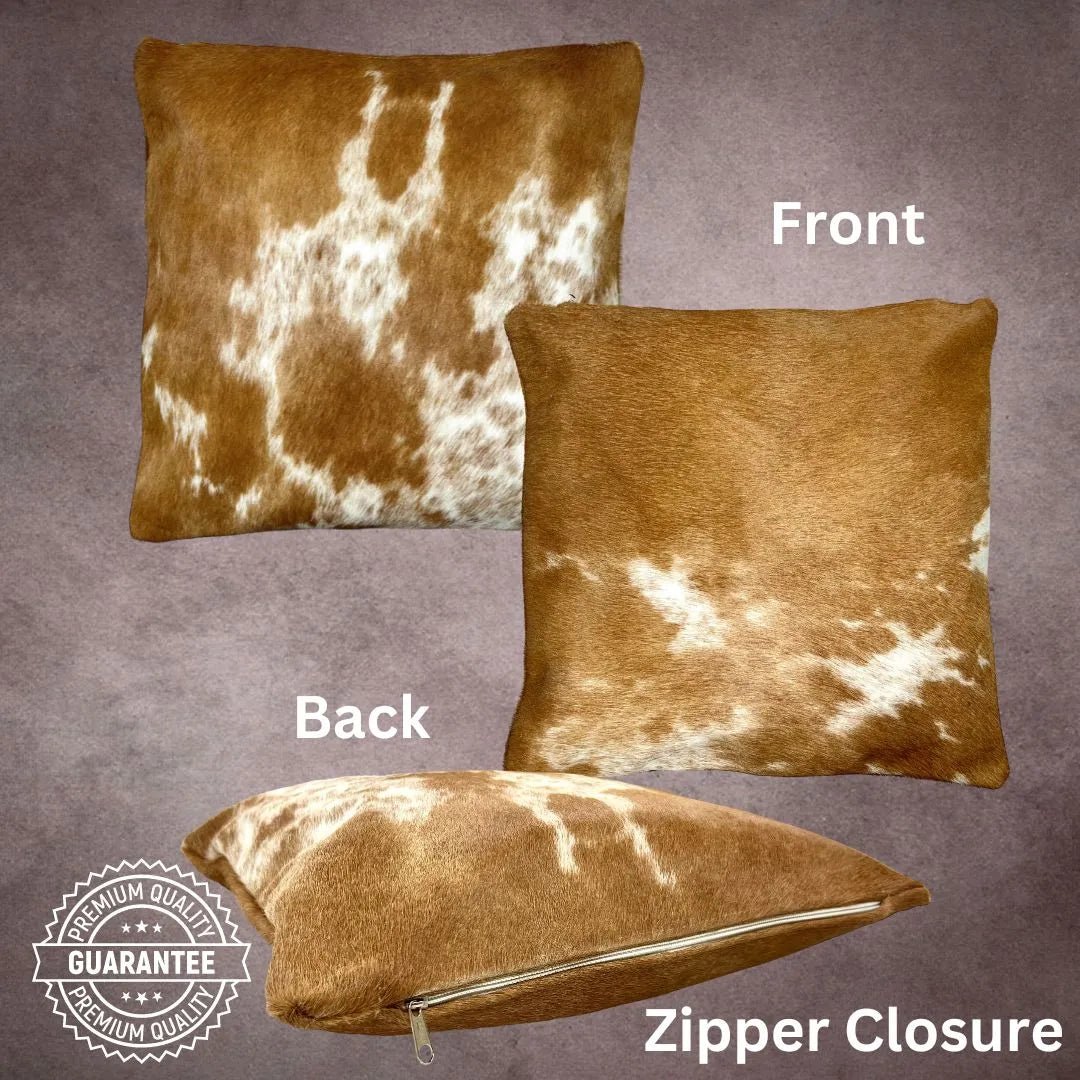 Brown and White Cowhide Pillow Cover - PL011