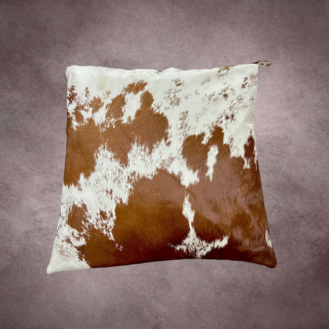 Brown and White Cowhide Pillow Cover - PL029 - Rodeo Cowhide Rugs