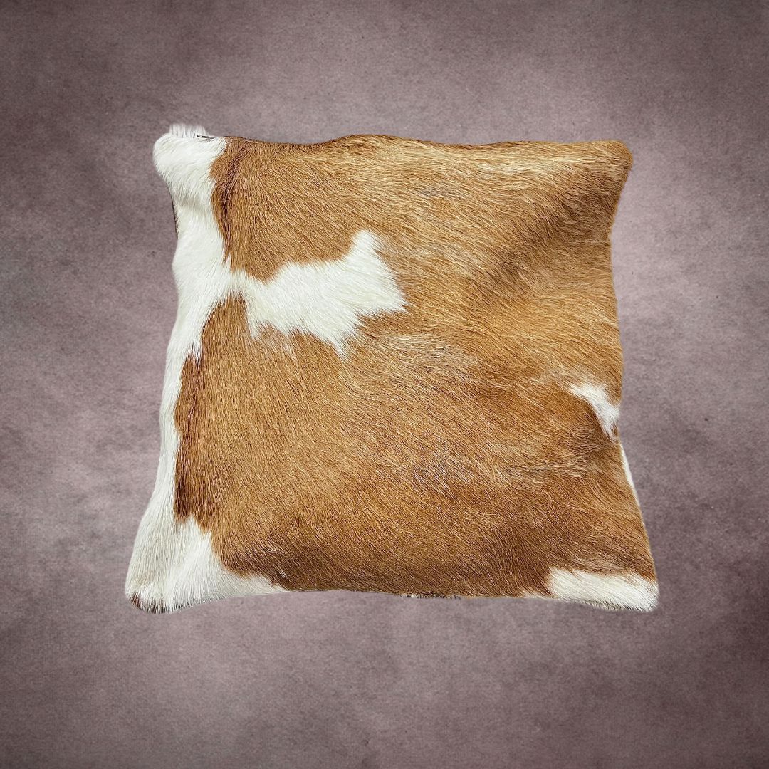 Brown and White Cowhide Pillow Cover - PL030 - Rodeo Cowhide Rugs