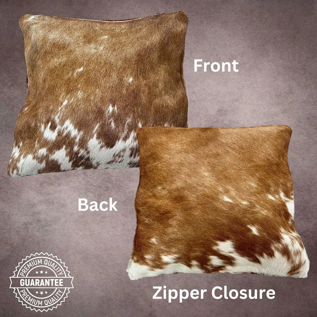 Brown and White Cowhide Pillow Cover - PL031