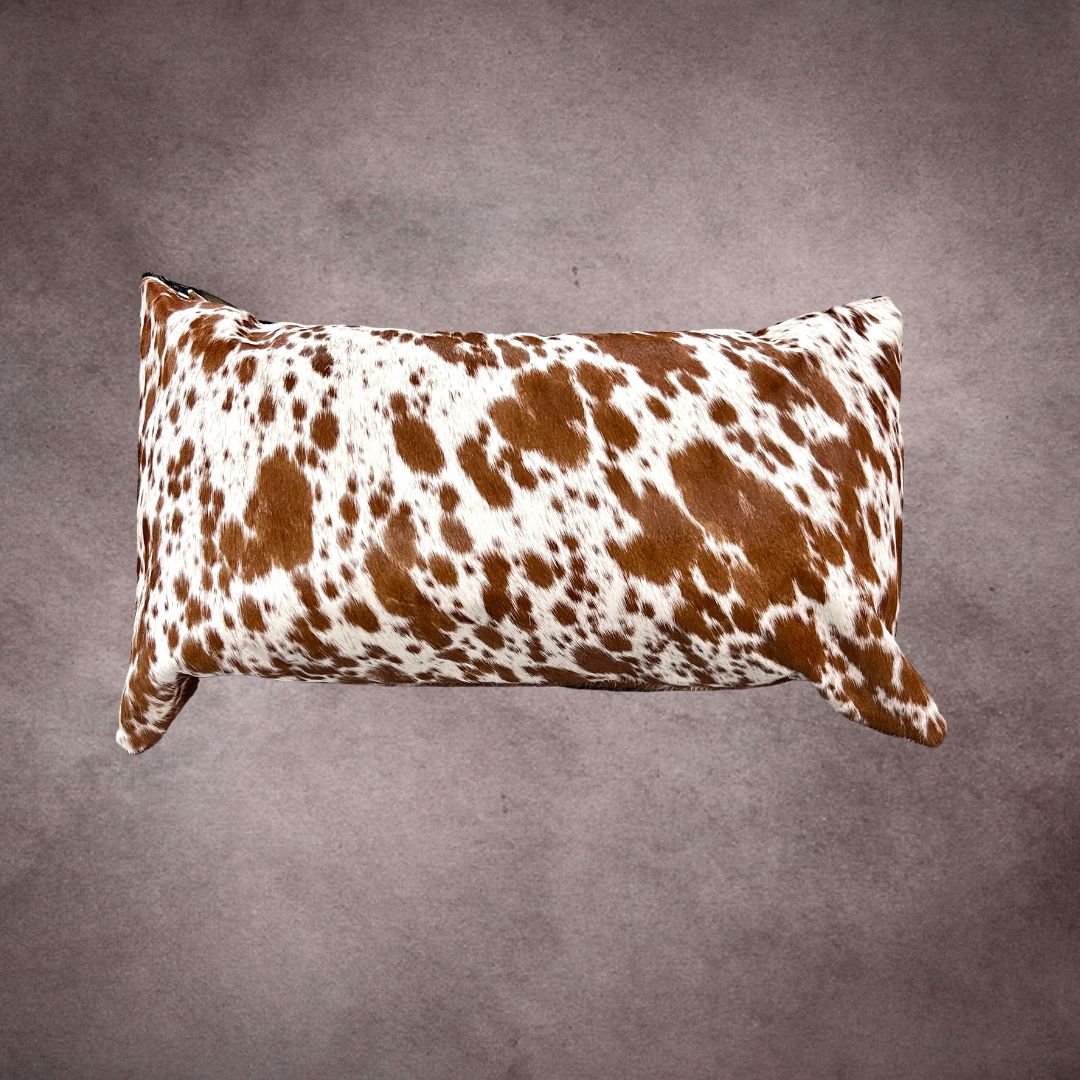 Brown and White Cowhide Pillow Cover - PL034 - Rodeo Cowhide Rugs