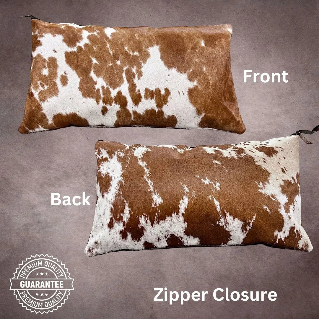 Brown and White Cowhide Pillow Cover - PL041