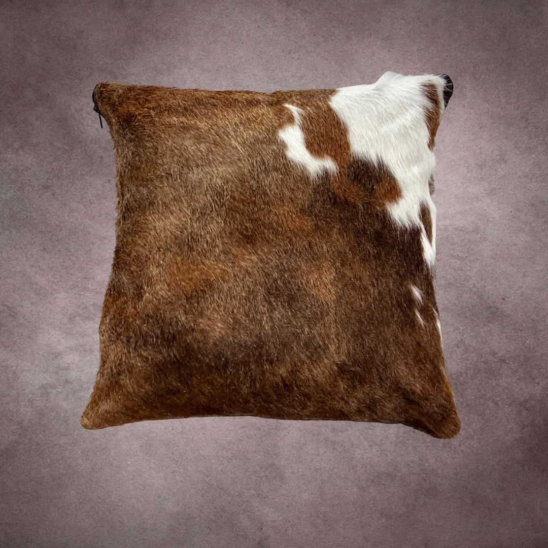 Brown and White Cowhide Pillow Cover - PL050 - Rodeo Cowhide Rugs