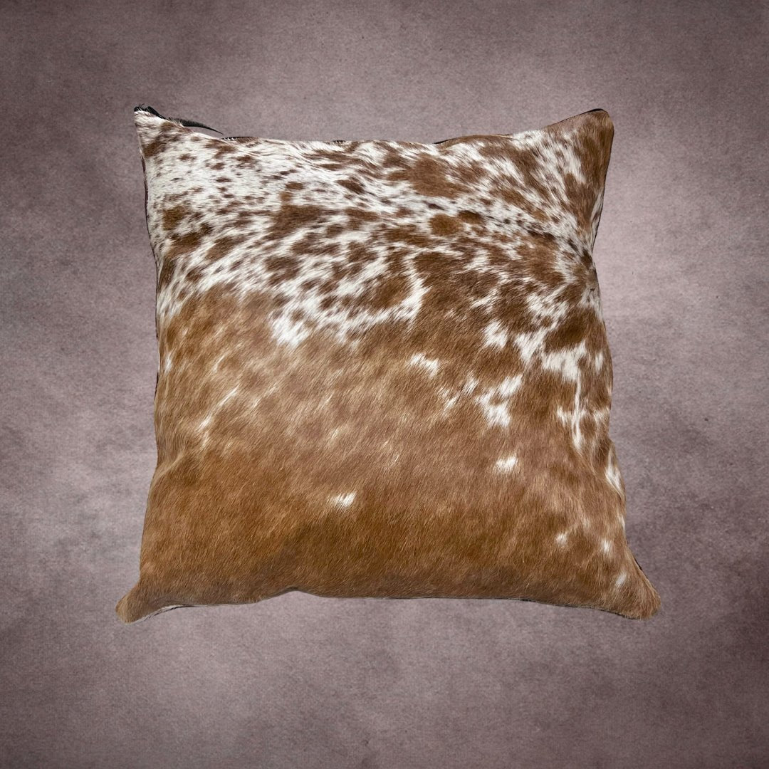 Brown and White Cowhide Pillow Cover - PL057 - Rodeo Cowhide Rugs