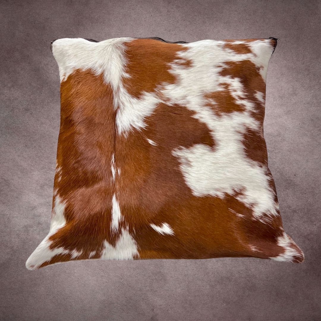 Brown and White Cowhide Pillow Cover - PL070 - Rodeo Cowhide Rugs