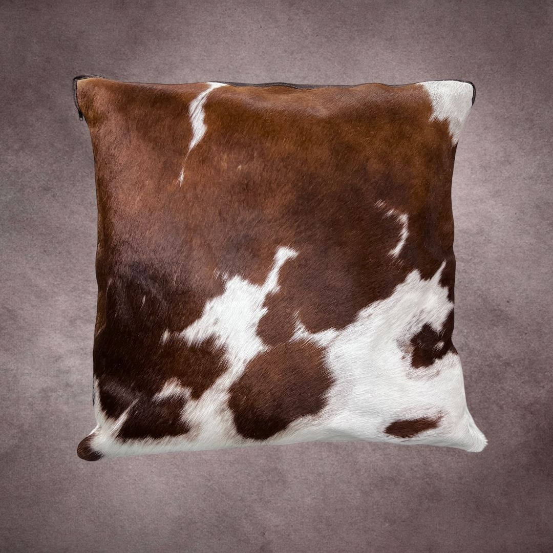 Brown and White Cowhide Pillow Cover - PL073 - Rodeo Cowhide Rugs