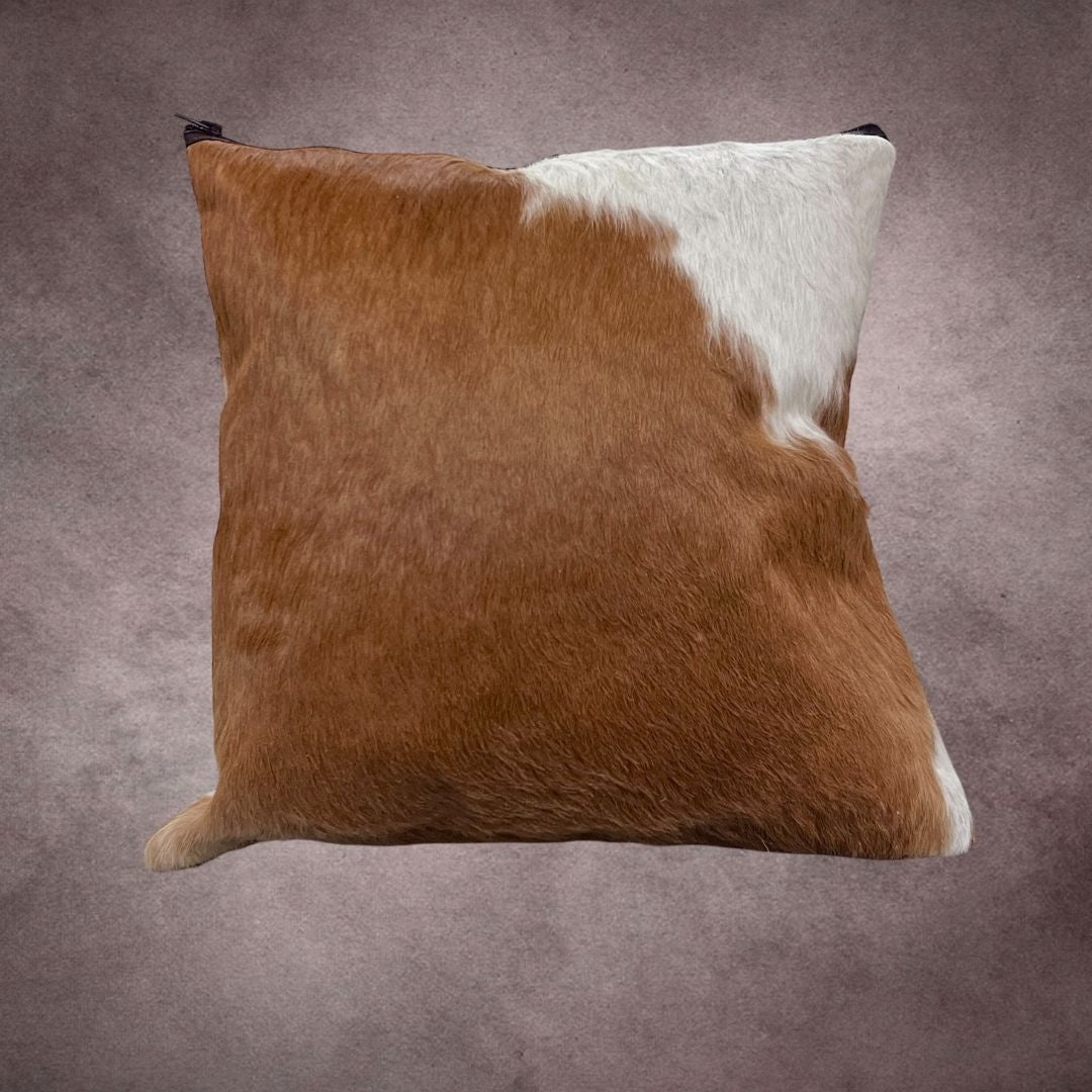 Brown and White Cowhide Pillow Cover - PL075 - Rodeo Cowhide Rugs