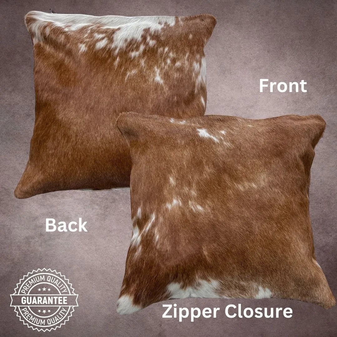 Brown and White Cowhide Pillow Cover - PL076