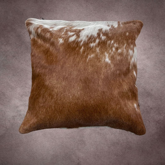 Brown and White Cowhide Pillow Cover - PL076 - Rodeo Cowhide Rugs