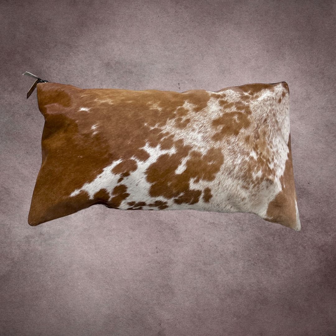 Brown and White Cowhide Pillow Cover - PL077 - Rodeo Cowhide Rugs