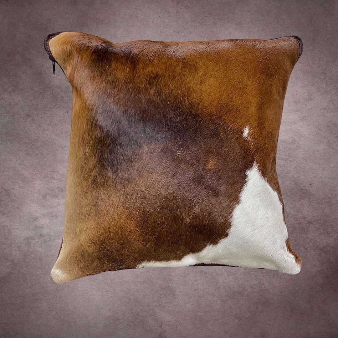 Brown and White Cowhide Pillow Cover - PL084 - Rodeo Cowhide Rugs