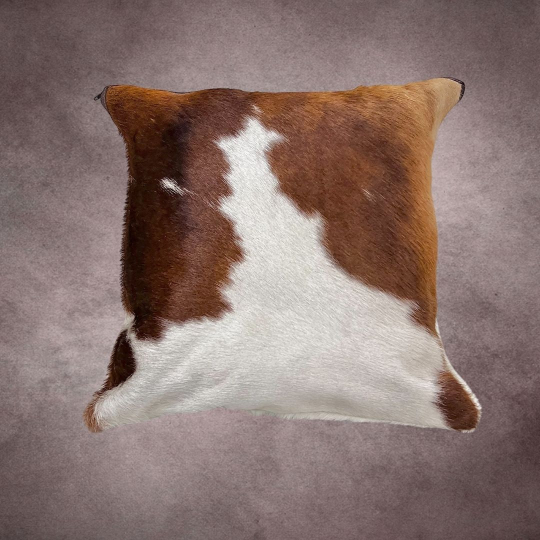 Brown and White Cowhide Pillow Cover - PL085 - Rodeo Cowhide Rugs