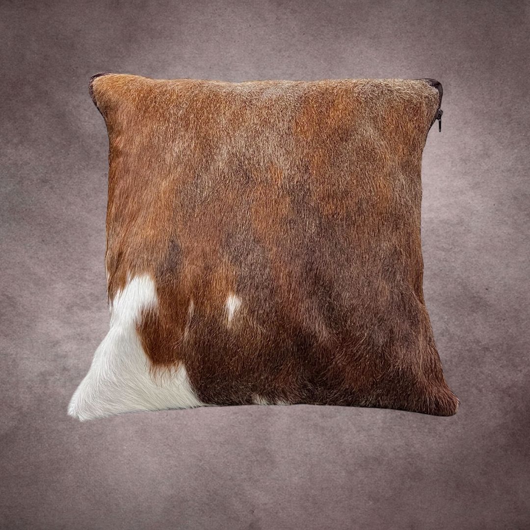 Brown and White Cowhide Pillow Cover - PL095 - Rodeo Cowhide Rugs