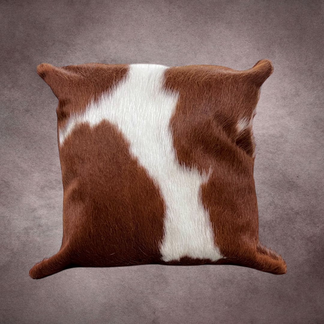 Brown and White Cowhide Pillow Cover - PL101 - Rodeo Cowhide Rugs