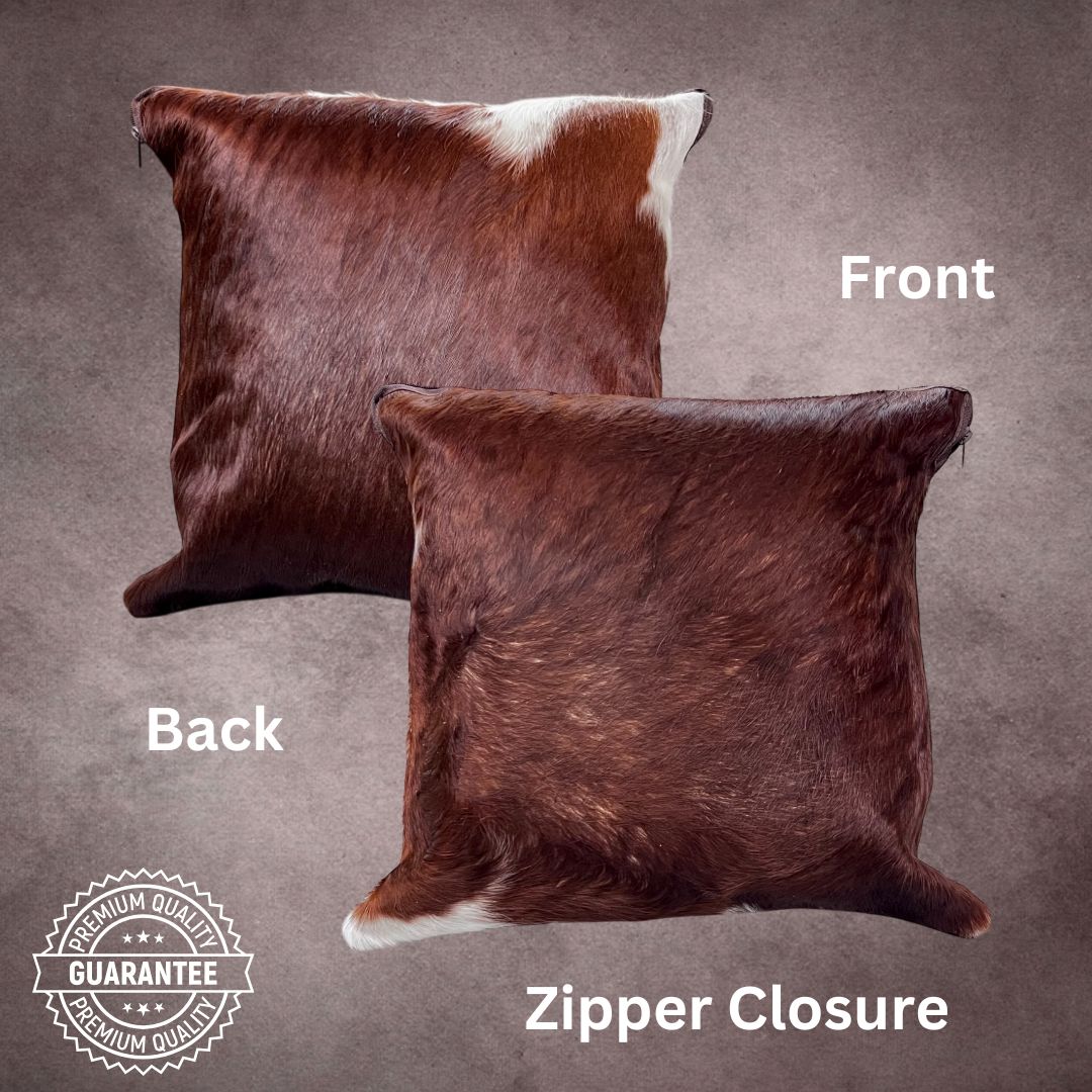 Brown and White Cowhide Pillow Cover - PL102 - Rodeo Cowhide Rugs