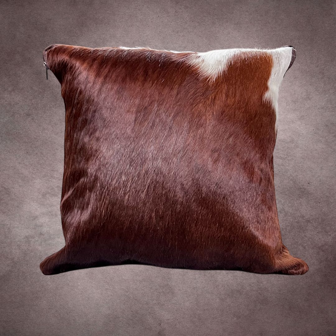 Brown and White Cowhide Pillow Cover - PL102 - Rodeo Cowhide Rugs