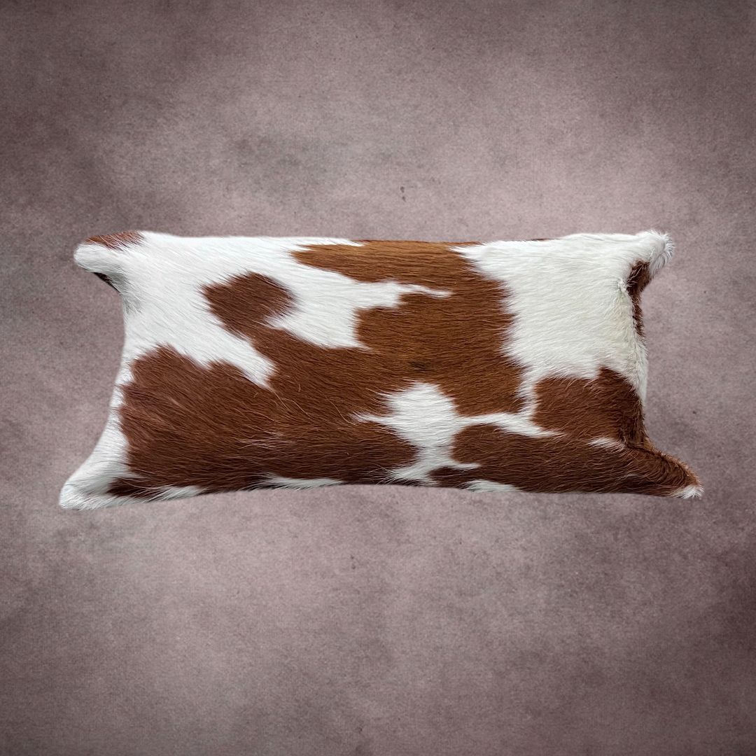 Brown and White Cowhide Pillow Cover - PL103 - Rodeo Cowhide Rugs