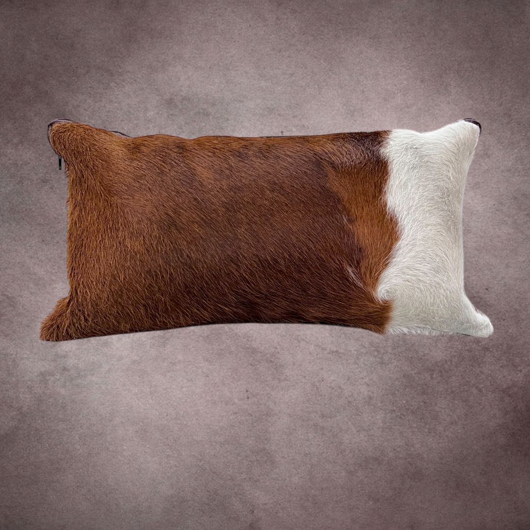 Brown and White Cowhide Pillow Cover - PL104 - Rodeo Cowhide Rugs