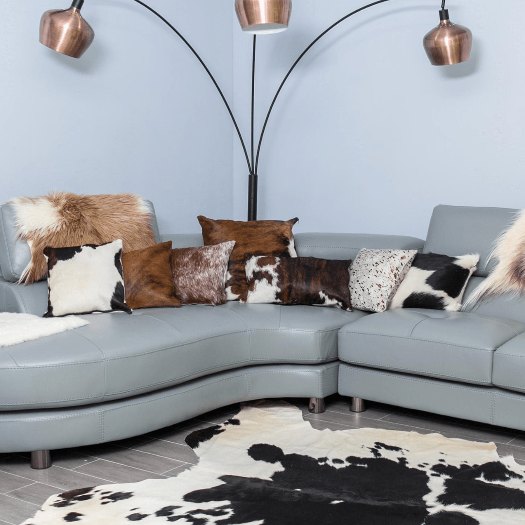 Brown and White Cowhide Pillow Cover - PL106 - Rodeo Cowhide Rugs