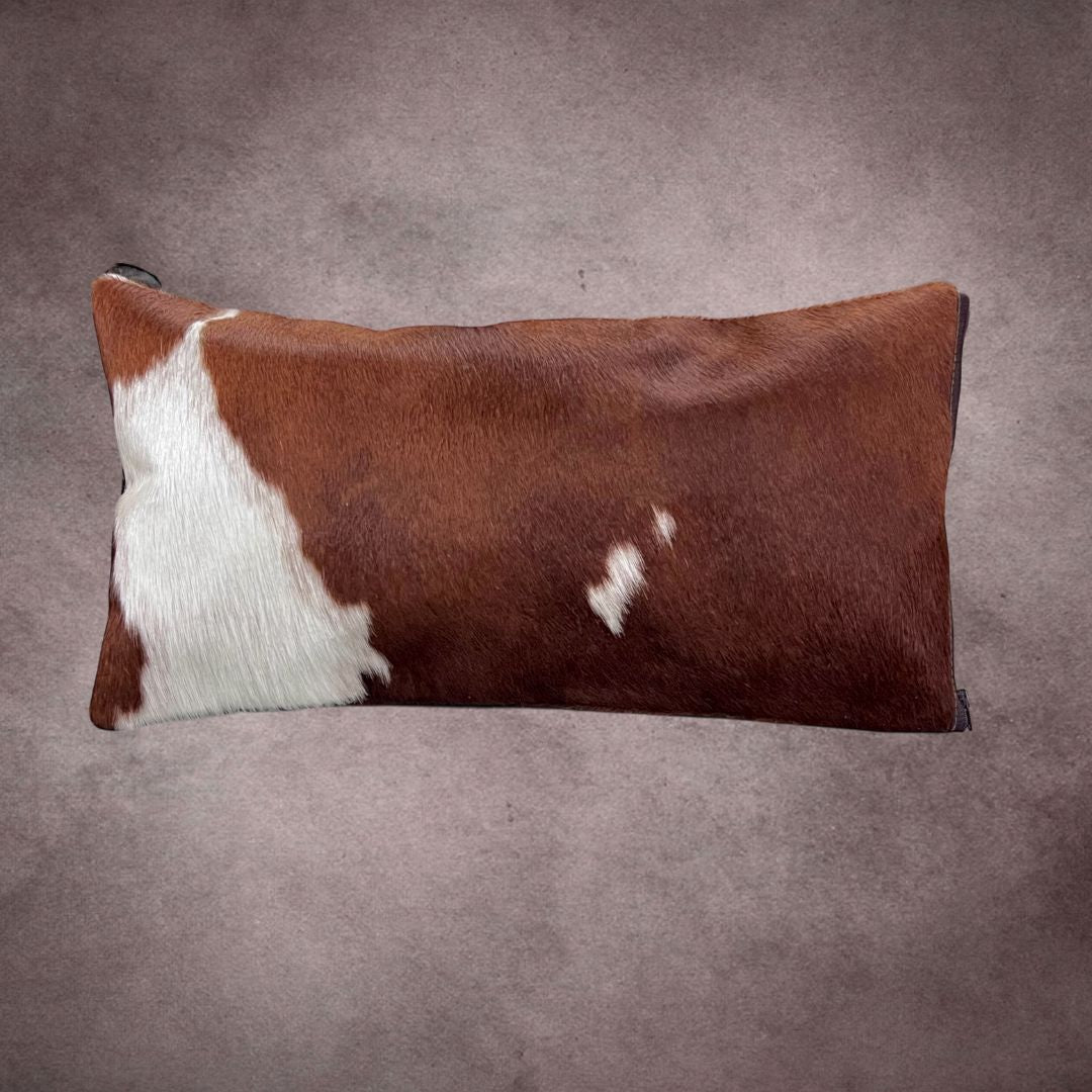 Brown and White Cowhide Pillow Cover - PL107 - Rodeo Cowhide Rugs