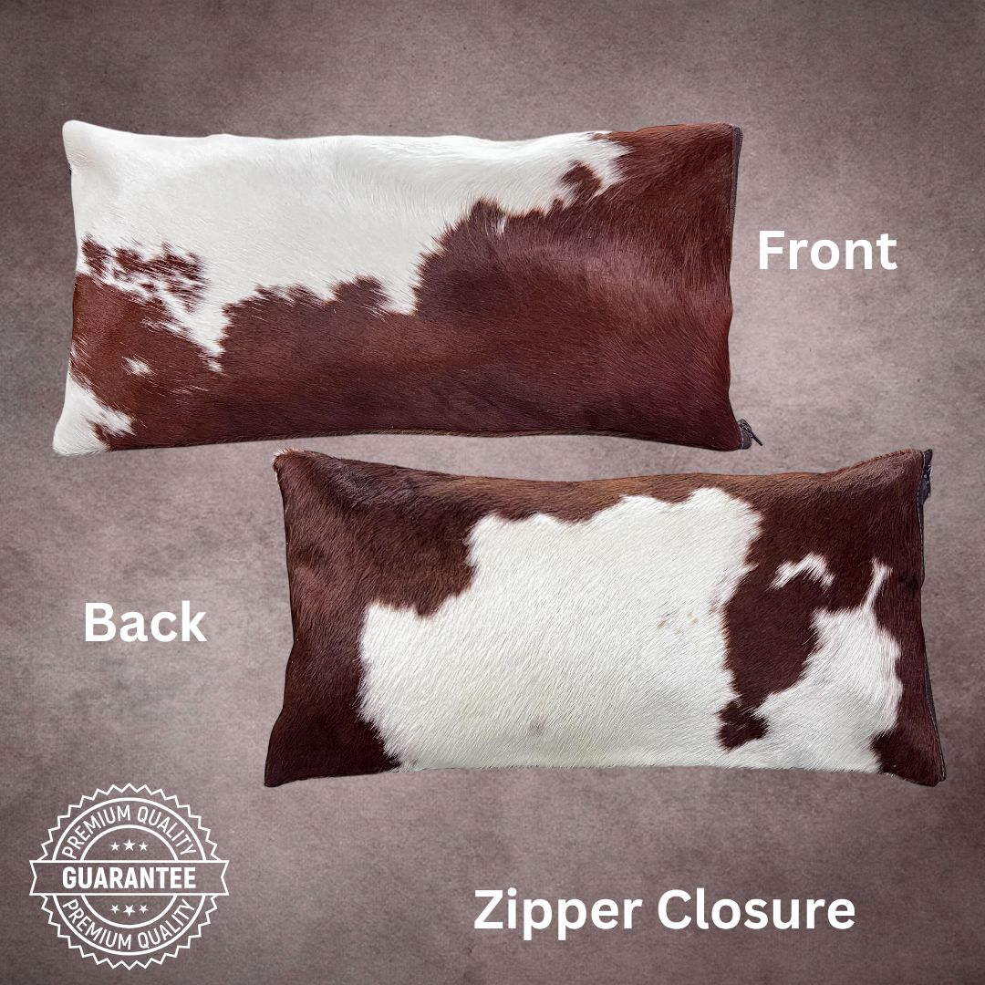 Brown and White Cowhide Pillow Cover - PL108 - Rodeo Cowhide Rugs