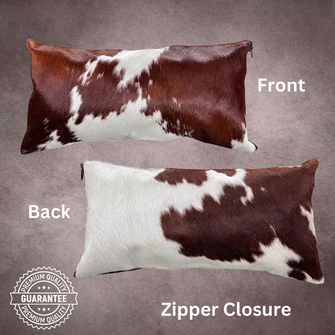 Brown and White Cowhide Pillow Cover - PL109 - Rodeo Cowhide Rugs